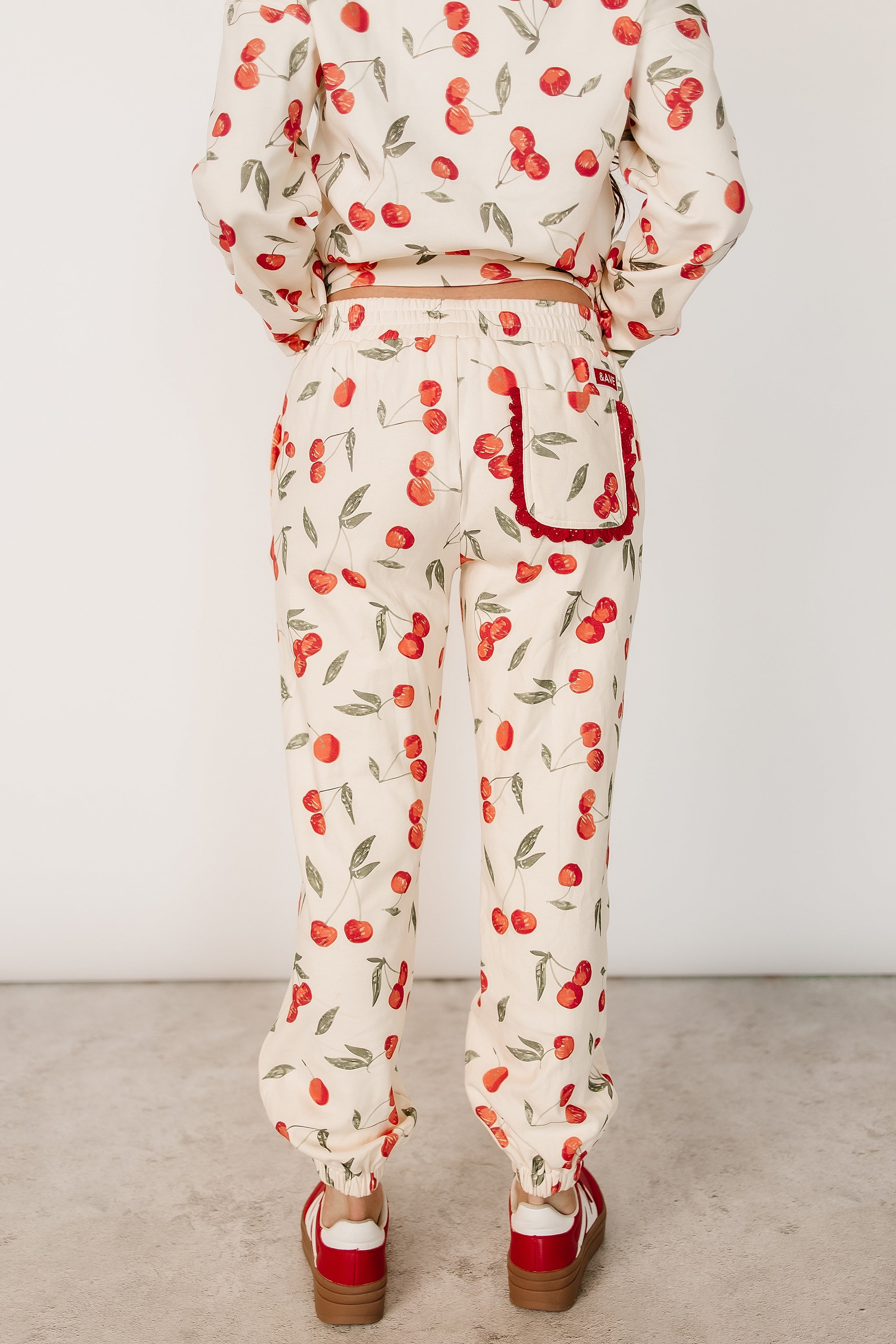 Lace Pocket Joggers - Cherry Charmed