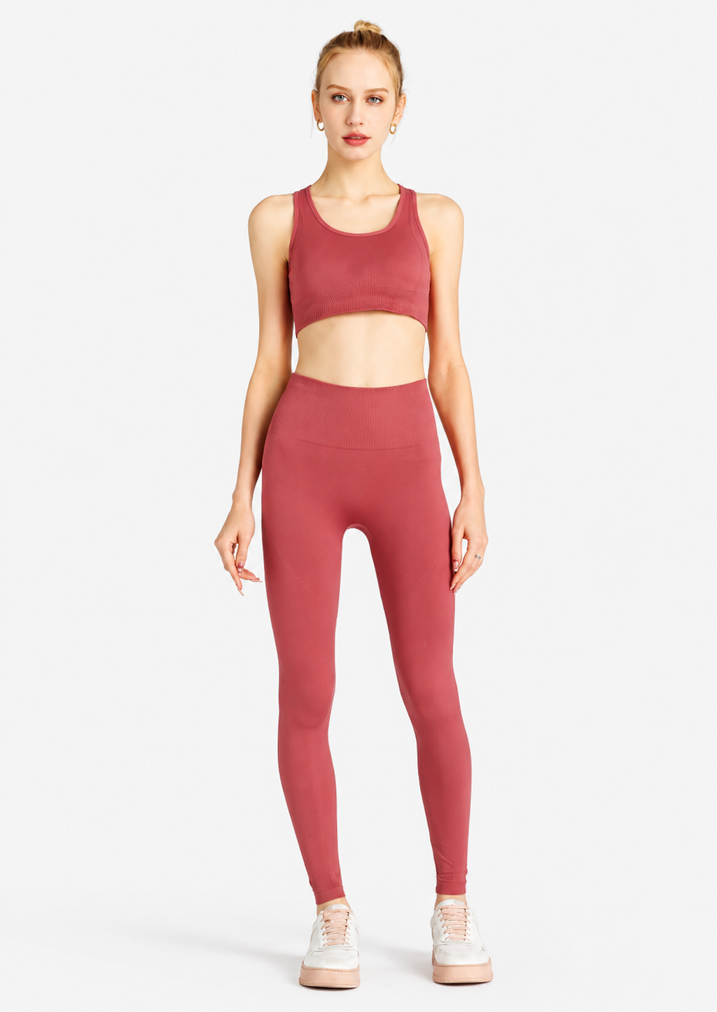 Women's Sporty Plain Racerback Tank Top & High Waist Leggings 2 Piece Activewear Set – Sleeveless Gym Outfit