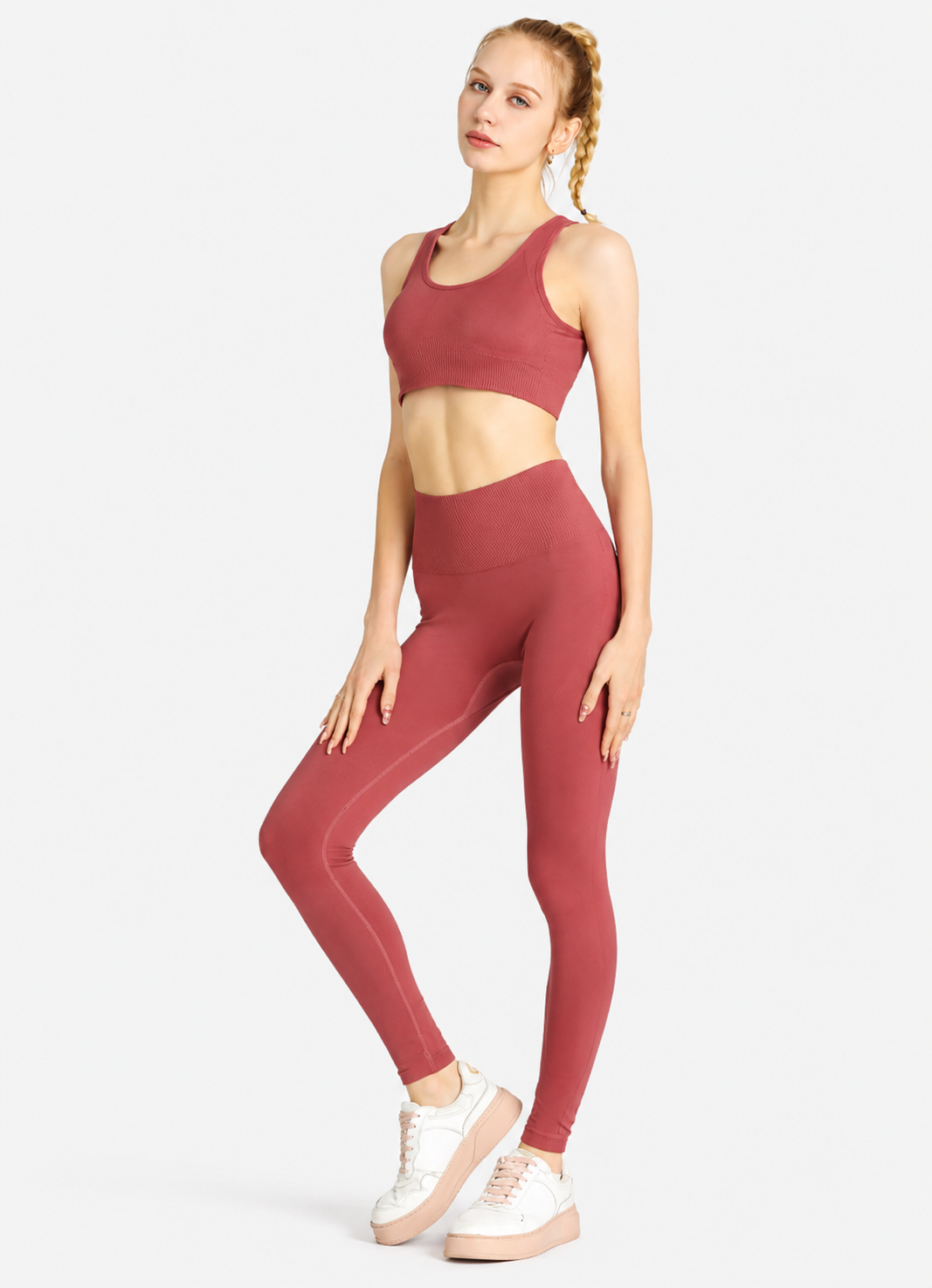 Women's Sporty Plain Racerback Tank Top & High Waist Leggings 2 Piece Activewear Set – Sleeveless Gym Outfit