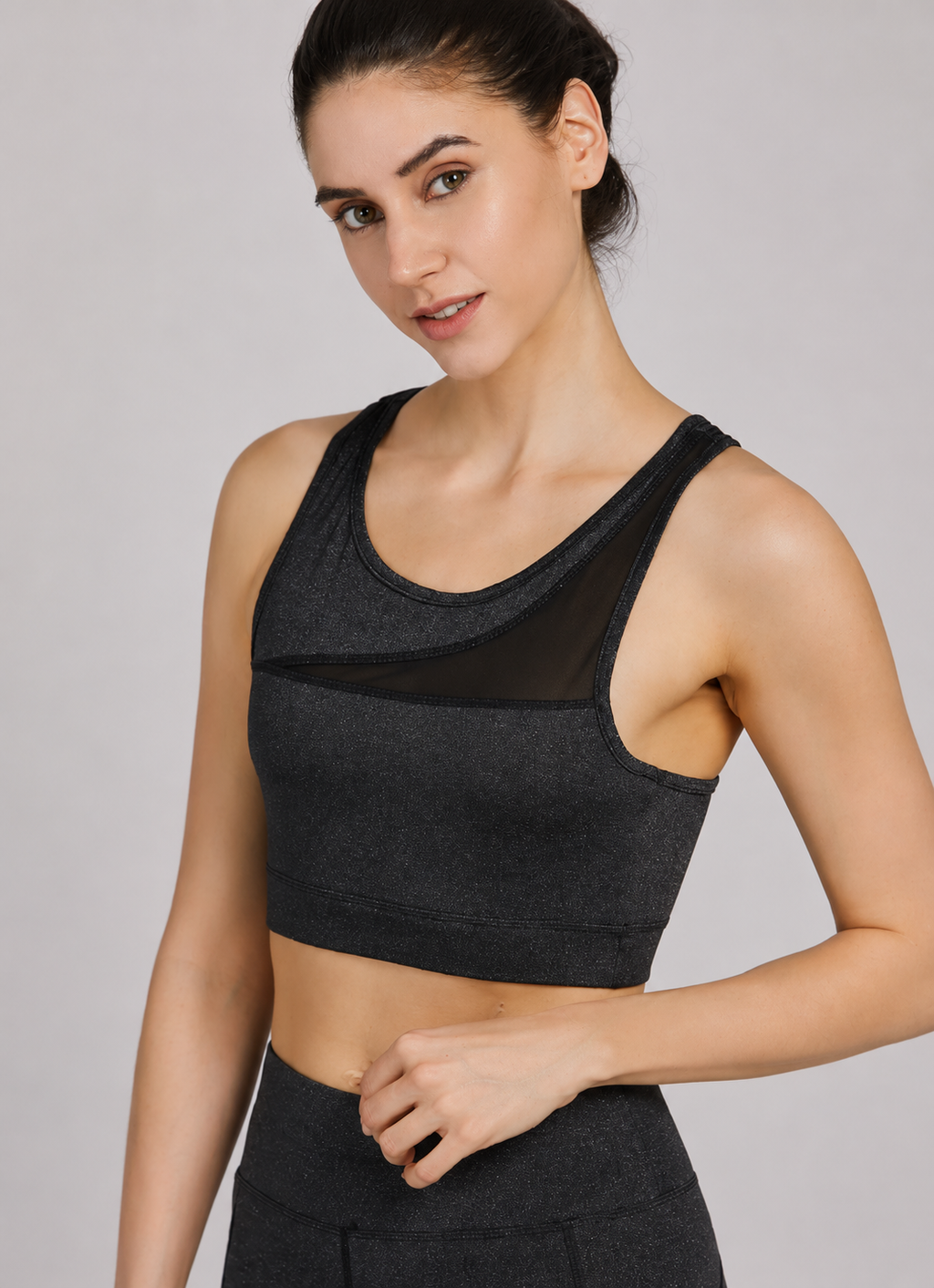 Women's Sporty Racerback Sheer Mesh Tank Top & High Stretch Leggings 2 Piece Activewear Set – Sleeveless Plain Workout Outfit