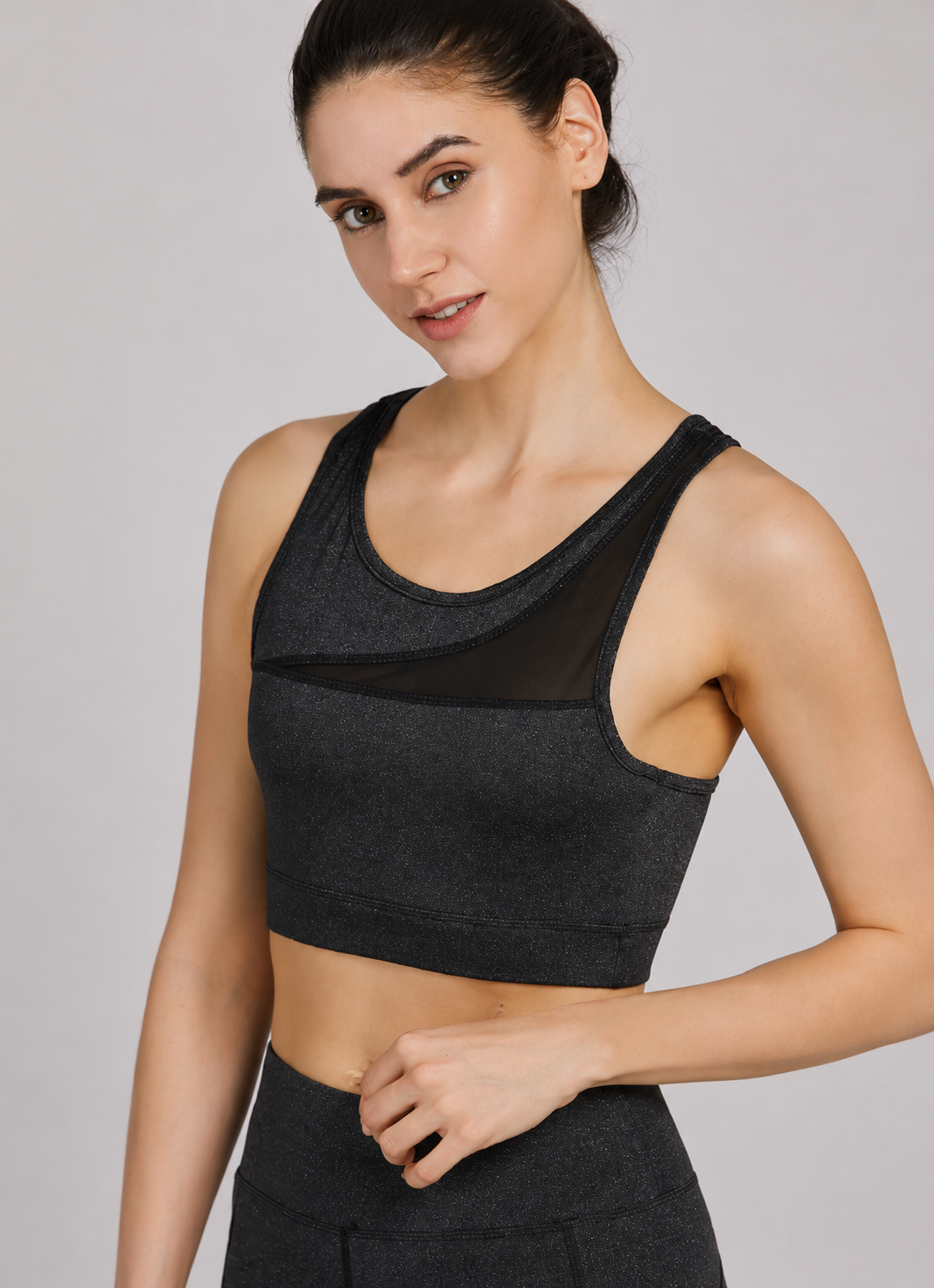 Women's Sporty Racerback Sheer Mesh Tank Top & High Stretch Leggings 2 Piece Activewear Set – Sleeveless Plain Workout Outfit