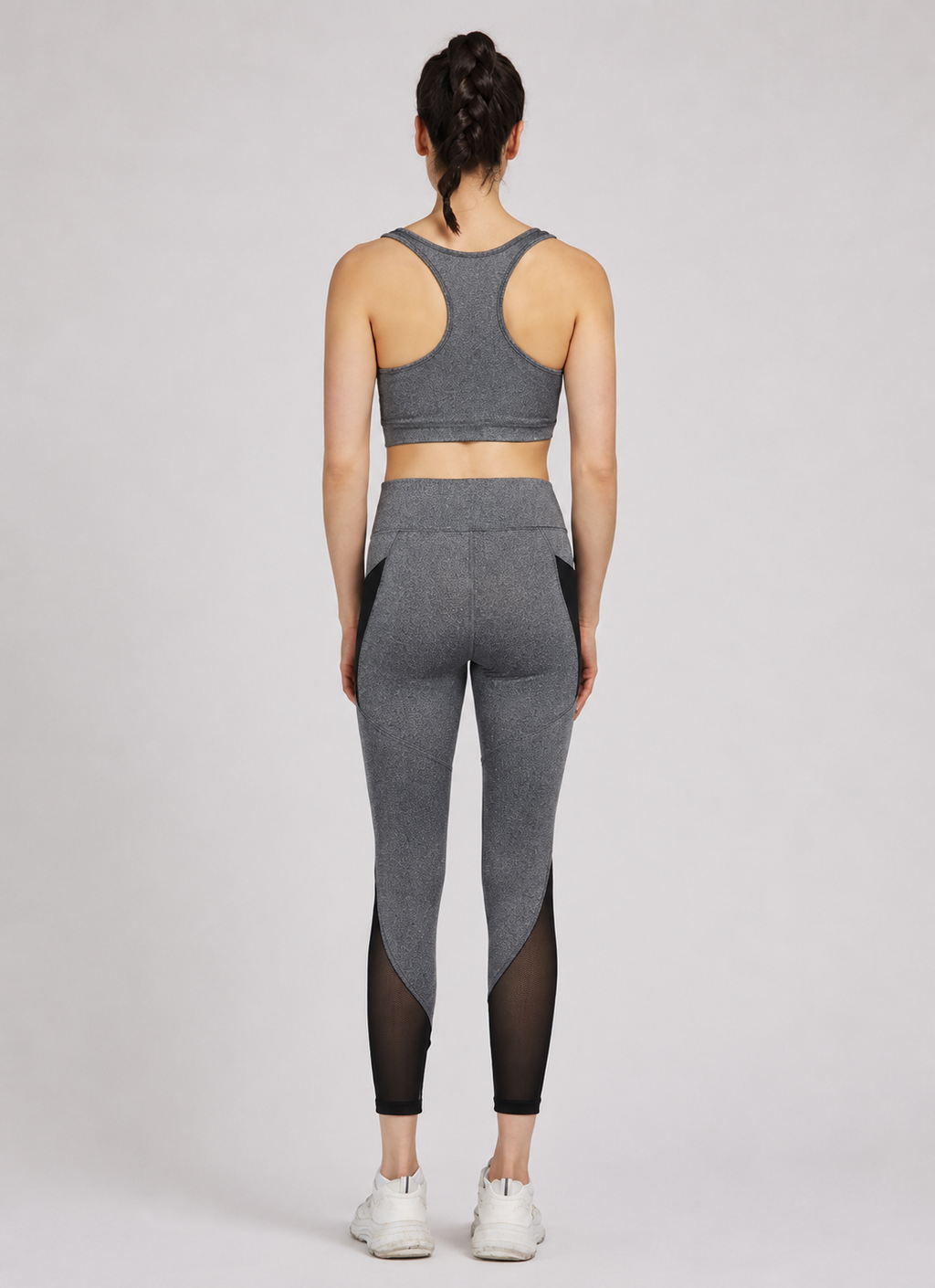 Women's Sporty Racerback Tank Top & Sheer Mesh High Stretch Leggings 2 Piece Activewear Set – Sleeveless Plain Gym Outfit