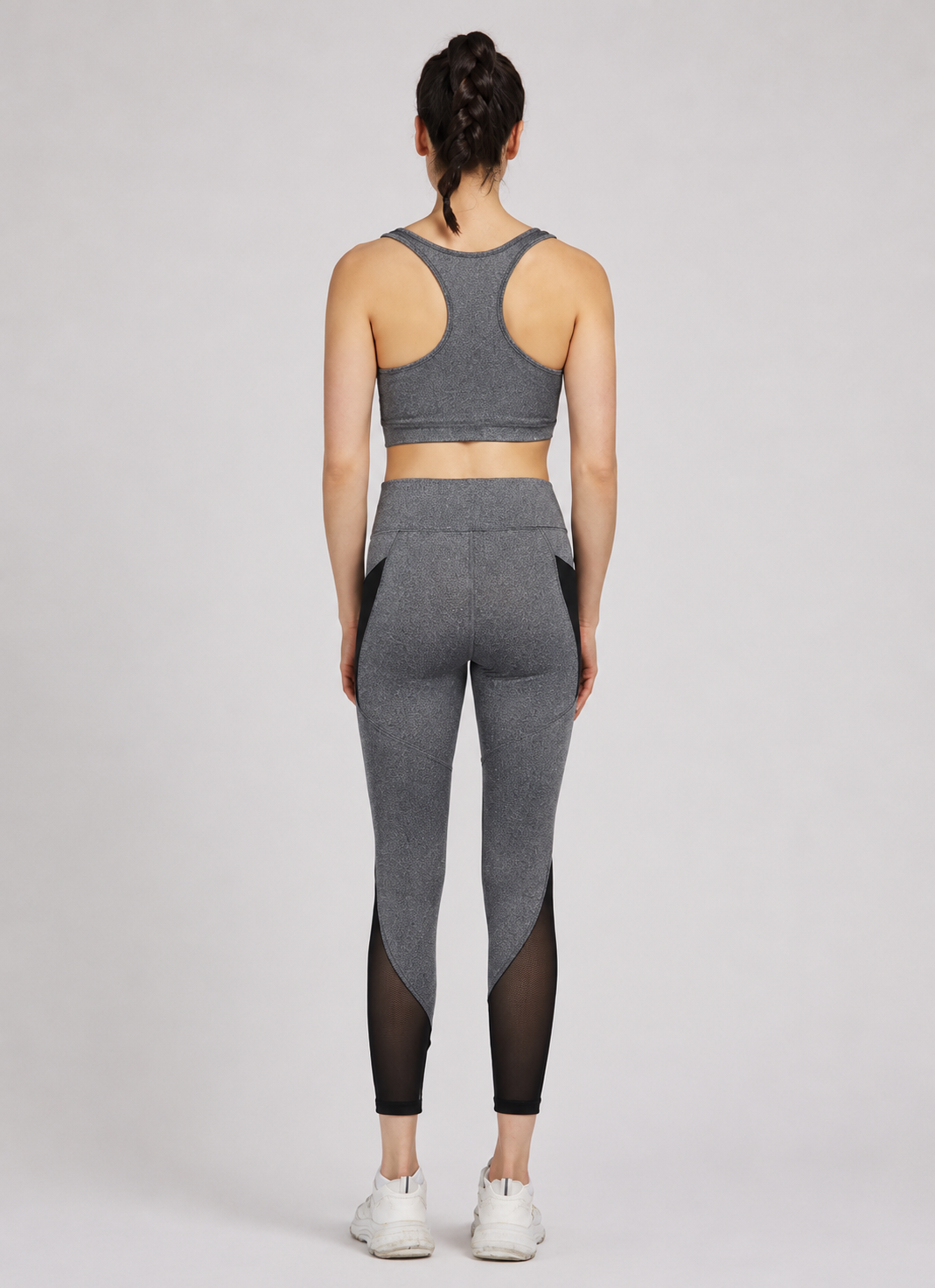 Women's Sporty Racerback Tank Top & Sheer Mesh High Stretch Leggings 2 Piece Activewear Set – Sleeveless Plain Gym Outfit
