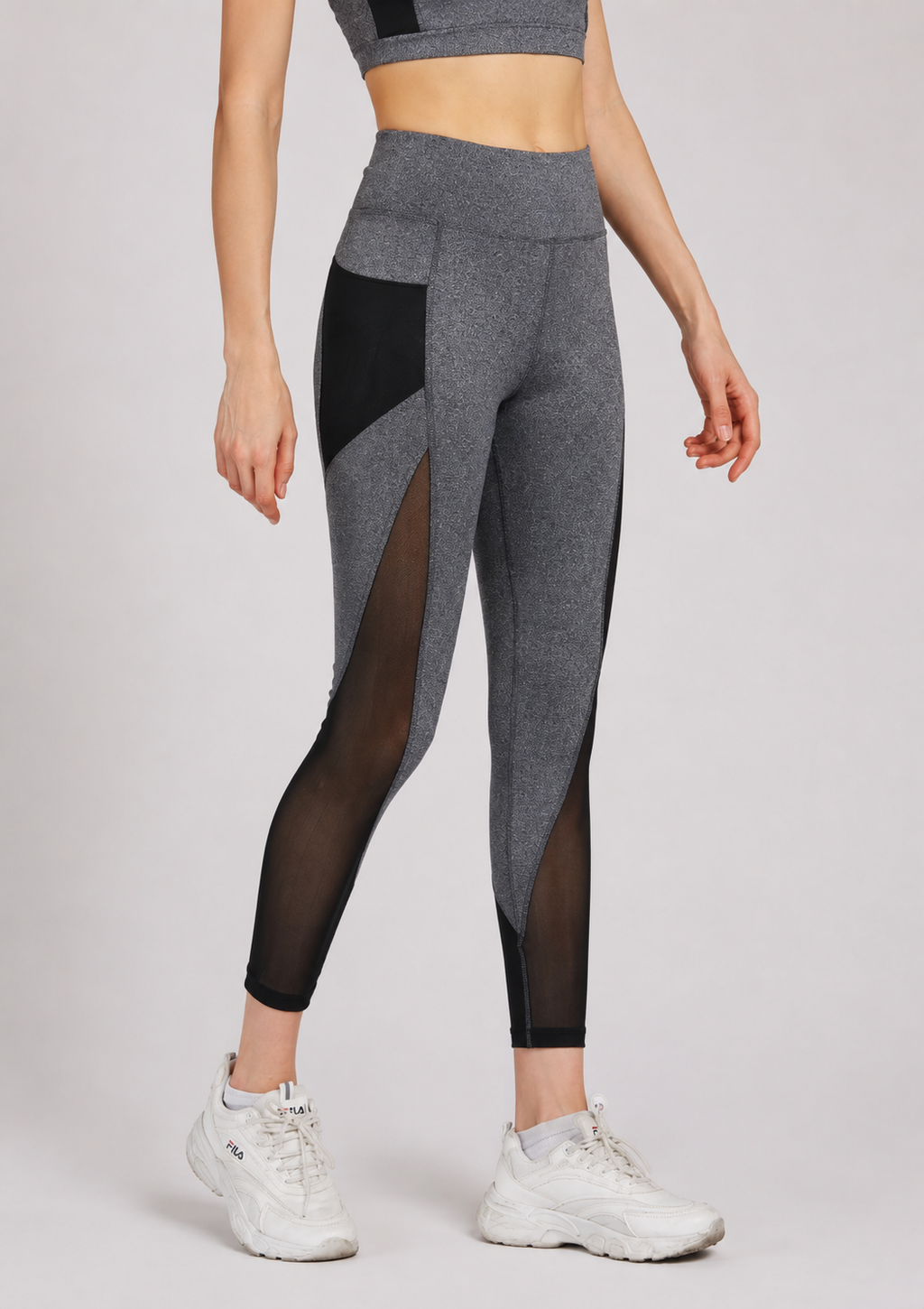 Women's Sporty Racerback Tank Top & Sheer Mesh High Stretch Leggings 2 Piece Activewear Set – Sleeveless Plain Gym Outfit