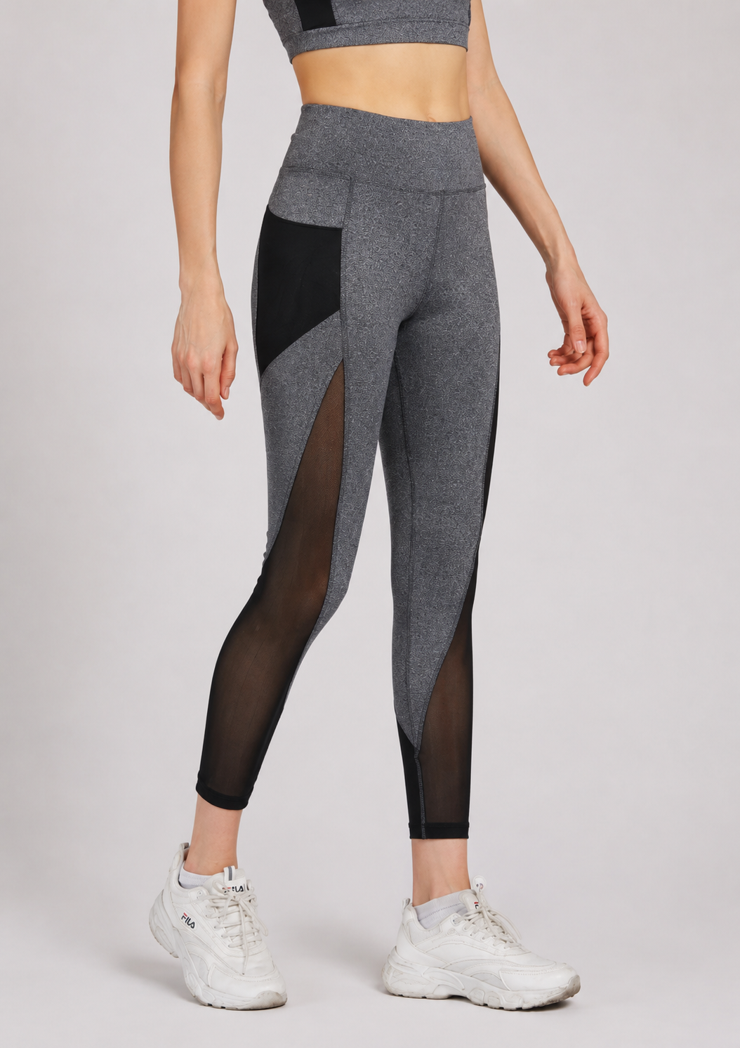 Women's Sporty Racerback Tank Top & Sheer Mesh High Stretch Leggings 2 Piece Activewear Set – Sleeveless Plain Gym Outfit