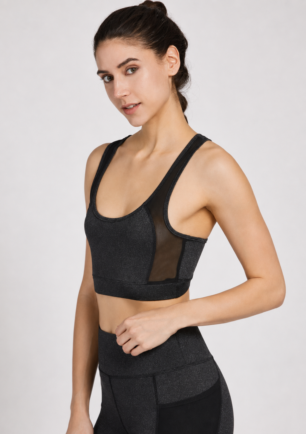 Women's Sporty Racerback Tank Top & Sheer Mesh High Stretch Leggings 2 Piece Activewear Set – Sleeveless Plain Workout Outfit