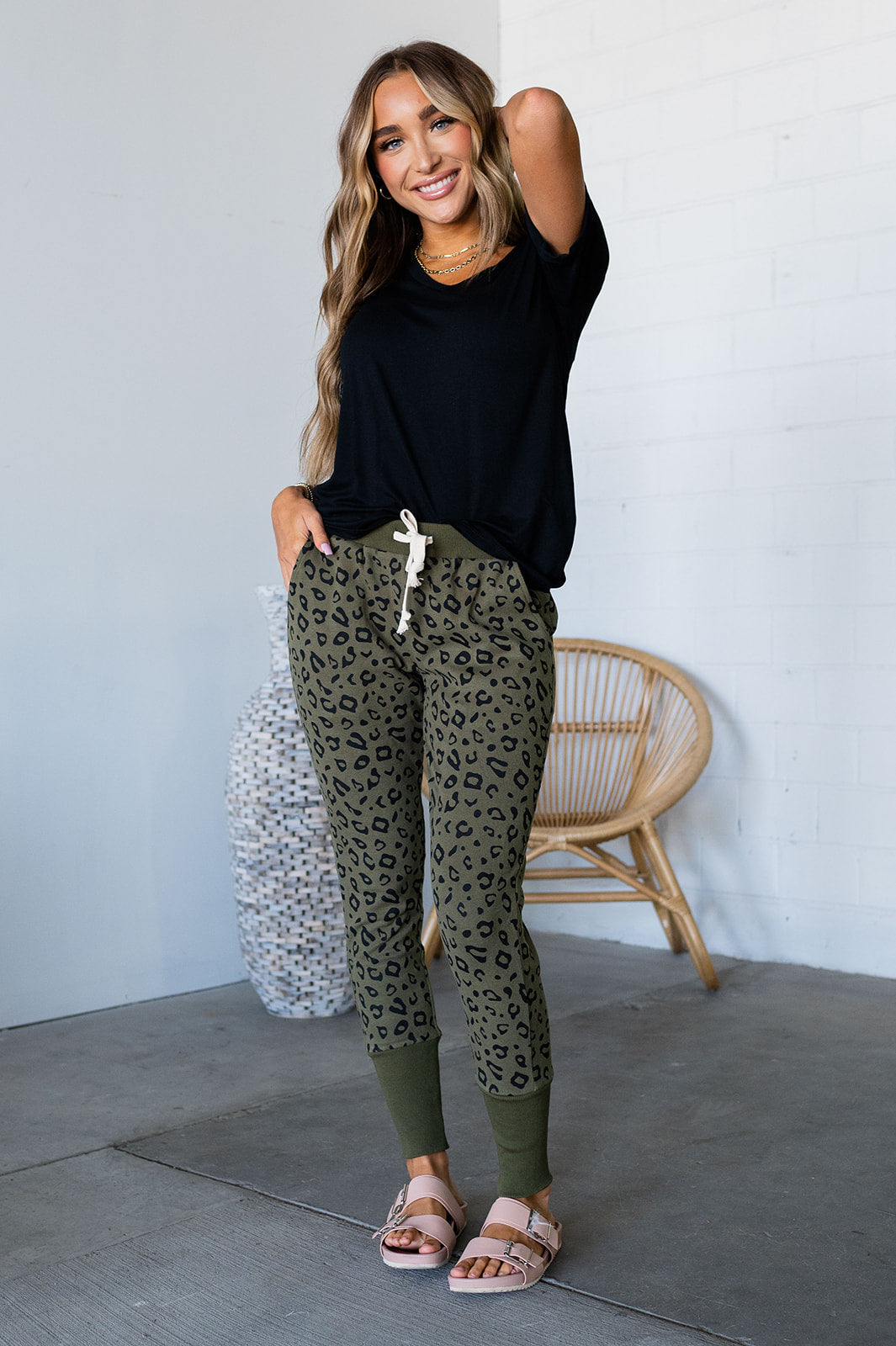 New & Improved Joggers - Olive Leopard