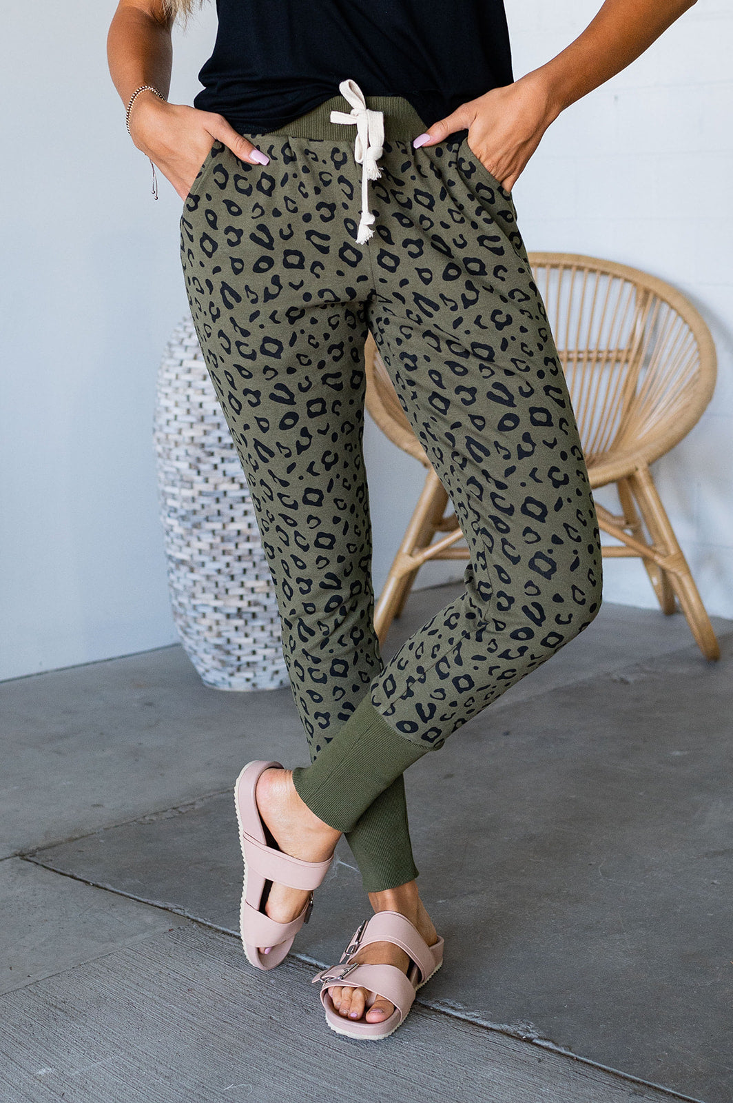 New & Improved Joggers - Olive Leopard